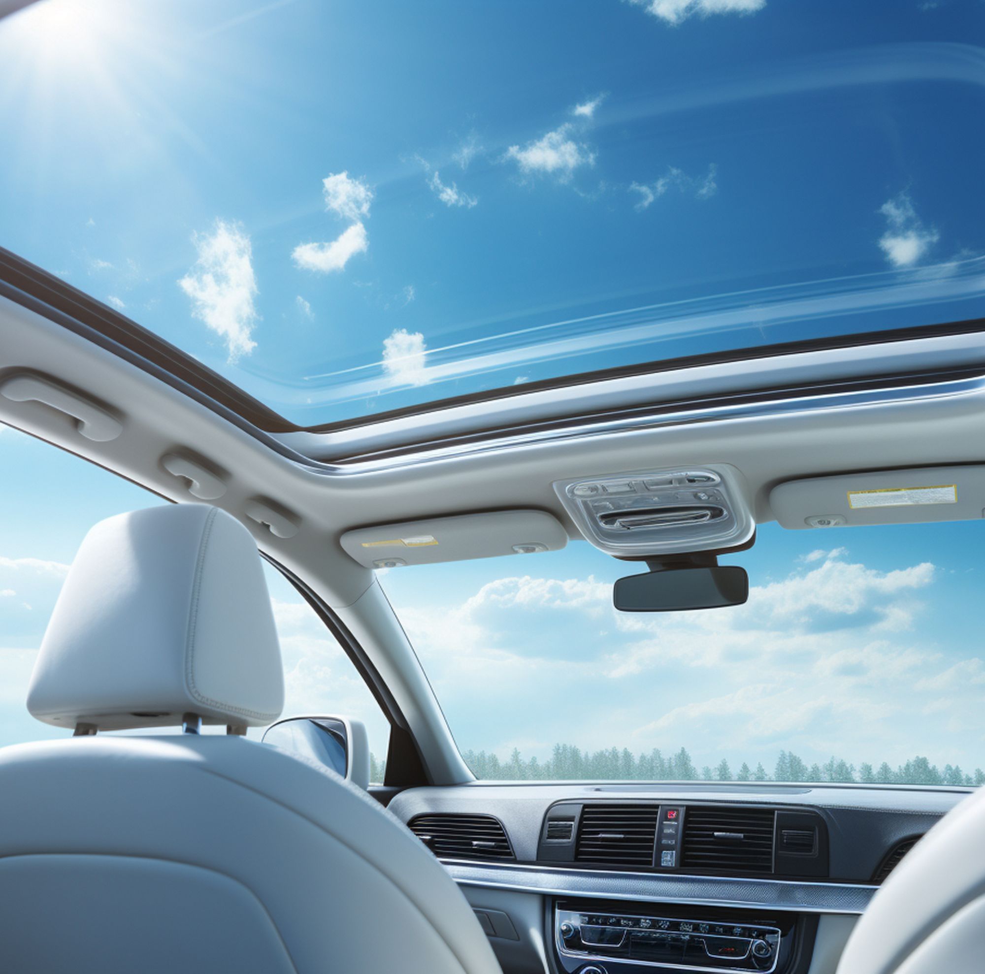 Inside of car with glass 